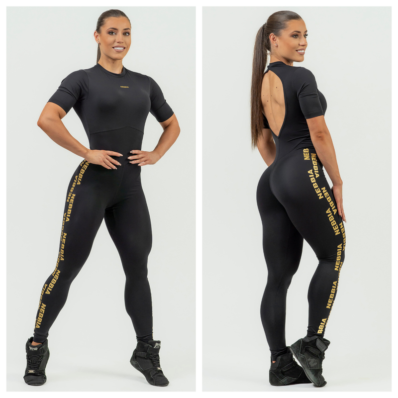 NEBBIA  Fitness overál női 823 (black-gold) - M 