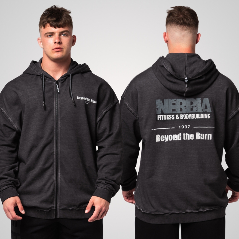 NEBBIA - Férfi cipzáras fitness felső 362 (black)