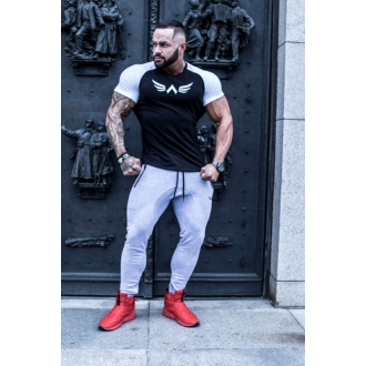 Exalted - Férfi fitness póló fehér ujjakkal X1 (Fekete)