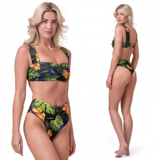 NEBBIA - Magas derekú brazil bikini alsó 555 (Tr. Jungle Green)