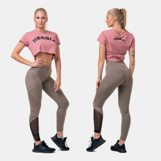 NEBBIA - Fit and Smart magas derekú fitness leggings 572 (mocha)
