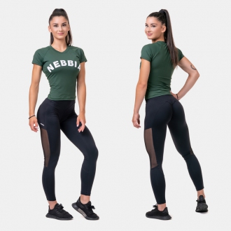 NEBBIA - Női fitness póló Classic HERO 576 (dark green)