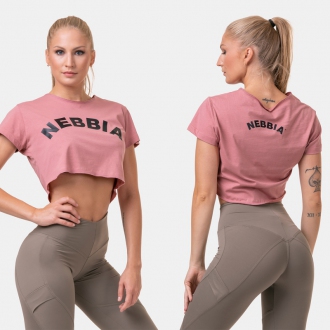 NEBBIA - Fit and Sporty laza crop top 583 (old rose)