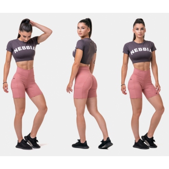 NEBBIA - Fitness crop top Sporty HERO 584 (marron)