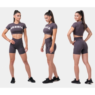 NEBBIA - Fitness crop top Sporty HERO 584 (marron)