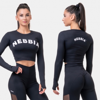 NEBBIA - Sporty HERO hosszú ujjú crop top 585 (black)