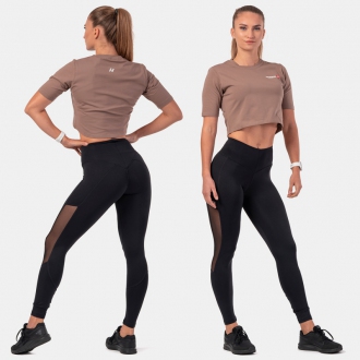 NEBBIA - Sport crop top Minimalist Logo 600 (brown)