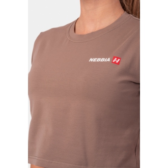 NEBBIA - Sport crop top Minimalist Logo 600 (brown)