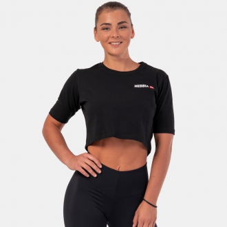 NEBBIA - Női crop top Minimalist Logo 600 (black)