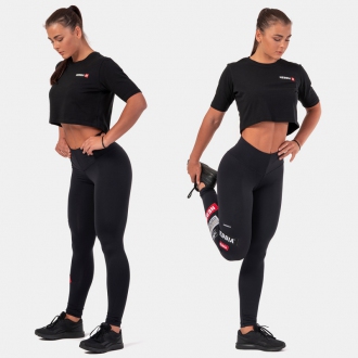 NEBBIA - Női crop top Minimalist Logo 600 (black)