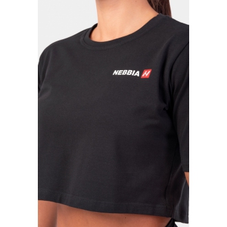 NEBBIA - Női crop top Minimalist Logo 600 (black)