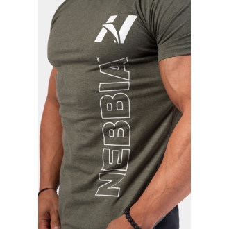 NEBBIA - Férfi fitness póló Vertical logo 293 (khaki)
