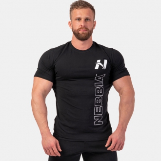 NEBBIA - Férfi testépítő póló Vertical logo 293 (black)
