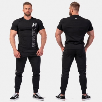 NEBBIA - Férfi testépítő póló Vertical logo 293 (black)