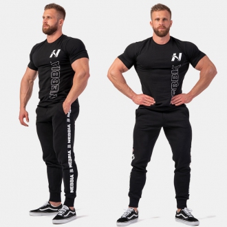 NEBBIA - Férfi testépítő póló Vertical logo 293 (black)