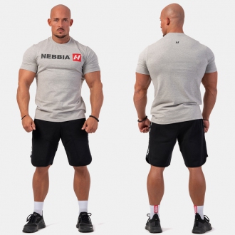 NEBBIA - Fitness póló férfi Red "N" 292 (light grey)