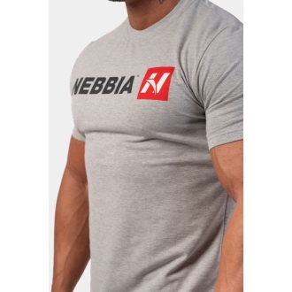 NEBBIA - Fitness póló férfi Red "N" 292 (light grey)