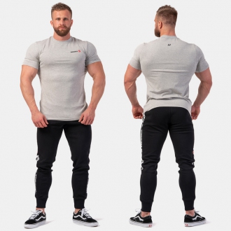 NEBBIA - Férfi fitness póló Minimalist Logo 291 (light grey)