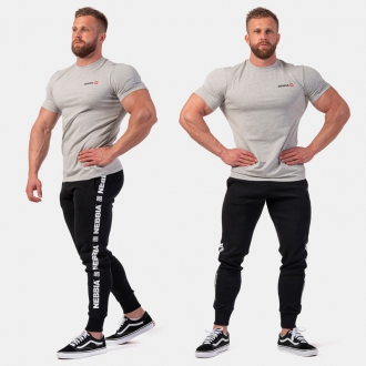 NEBBIA - Férfi fitness póló Minimalist Logo 291 (light grey)