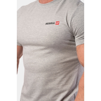 NEBBIA - Férfi fitness póló Minimalist Logo 291 (light grey)