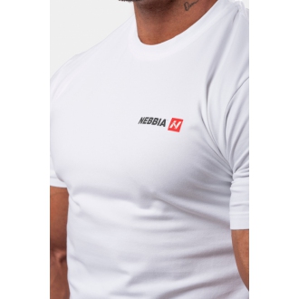 NEBBIA - Férfi testépítő póló Minimalist Logo 291 (white)