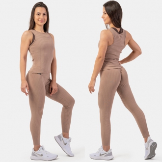 NEBBIA - Bordázott pamut leggings 405 (brown)