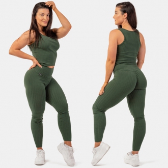 NEBBIA - Pamut bordázott leggings 405 (dark green)