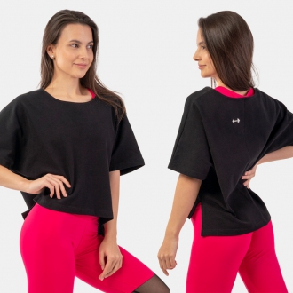 NEBBIA - Crop laza női felső THE MINIMALIST 417 (black)