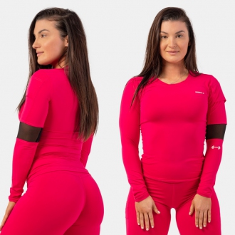 NEBBIA - Női hosszú ujjú sportfelső SMART POCKET 418 (pink)