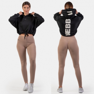 NEBBIA - Kapucnis crop melegítő felső ICONIC 421 (black)