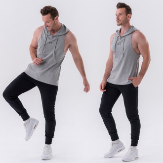 NEBBIA - Férfi kapucnis edző trikó 323 (light grey)