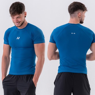 NEBBIA - Funkcionális slim fit férfi póló 324 (blue)