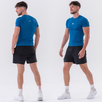 NEBBIA - Funkcionális slim fit férfi póló 324 (blue)