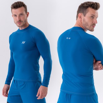 NEBBIA - Hosszú ujjú fitness felső férfi 328 (blue)