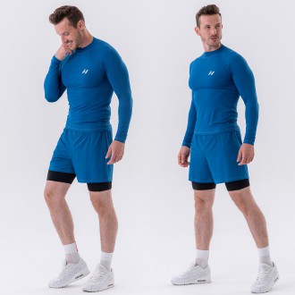 NEBBIA - Hosszú ujjú fitness felső férfi 328 (blue)