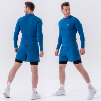 NEBBIA - Hosszú ujjú fitness felső férfi 328 (blue)