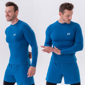 NEBBIA - Hosszú ujjú fitness felső férfi 328 (blue)