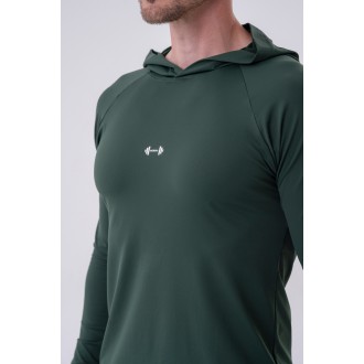 NEBBIA - Hosszú ujjú kapucnis póló férfi 330 (dark green)