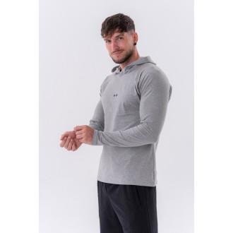 NEBBIA - Férfi kapucnis póló hosszú ujjú 330 (grey)