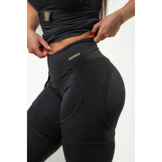 NEBBIA - Magas derekú hálós edző leggings 838 (black-gold)