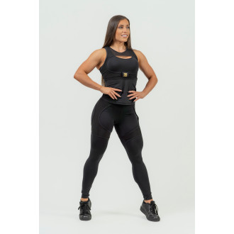 NEBBIA - Magas derekú hálós edző leggings 838 (black-gold)