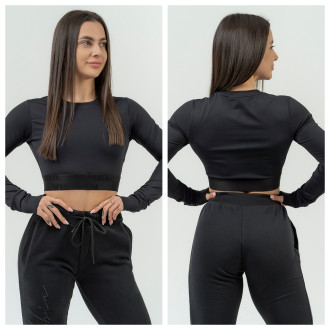 NEBBIA - Hosszú ujjú crop top 839 (black)