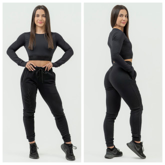 NEBBIA - Hosszú ujjú crop top 839 (black)