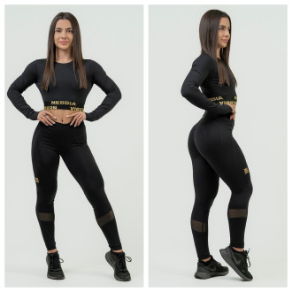 NEBBIA - Hosszú ujjú crop top 839 (black-gold)