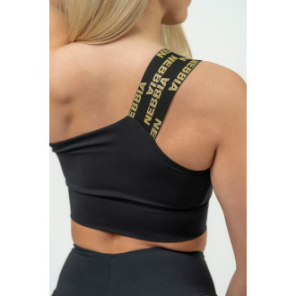 NEBBIA - Aszimmetrikus sportmelltartó erős tartással 841 (black-gold)