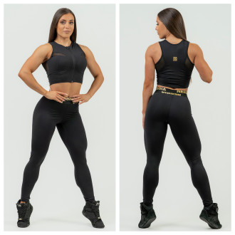 NEBBIA - Erős tartású crop top 842 (black-gold)