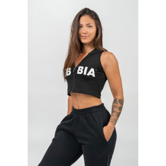 NEBBIA - Ujjatlan cropped melegítőfelső MUSCLE MOMMY 258 (black)