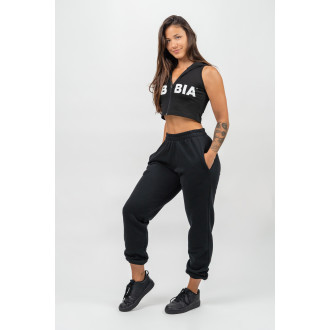 NEBBIA - Ujjatlan cropped melegítőfelső MUSCLE MOMMY 258 (black)