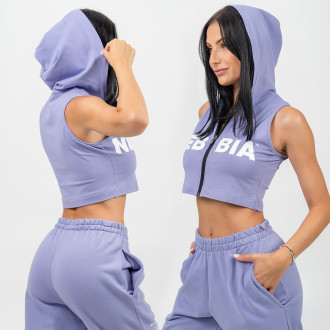 NEBBIA - Ujjatlan cropped melegítőfelső MUSCLE MOMMY 258 (light purple)