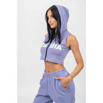 NEBBIA - Ujjatlan cropped melegítőfelső MUSCLE MOMMY 258 (light purple)